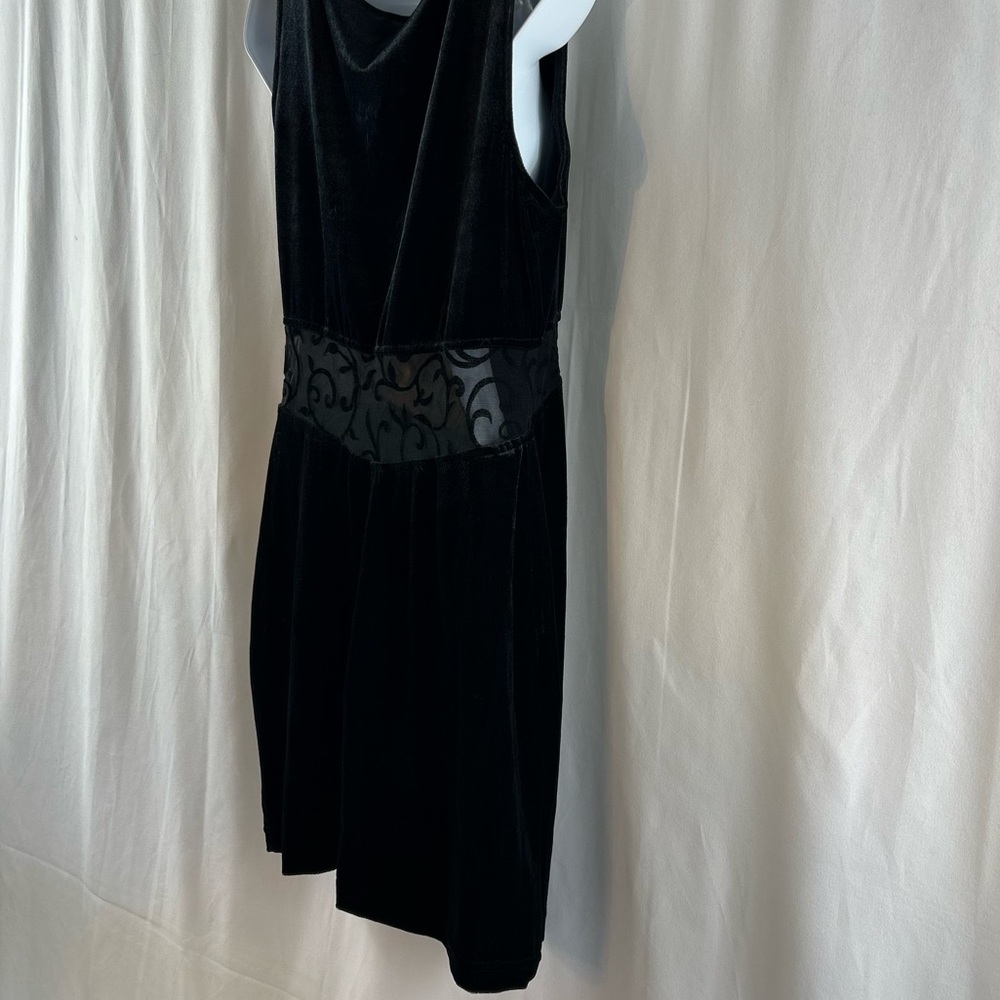 All that Jazz black velvet knit lace cutout waist sleeveless minidress L - Picture 8 of 15